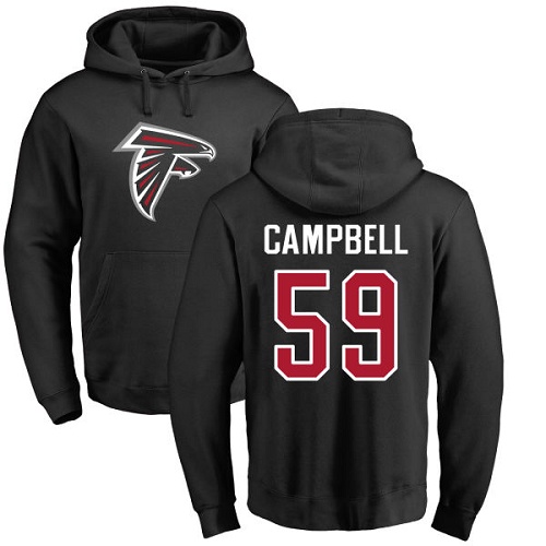 Atlanta Falcons Men Black De Vondre Campbell Name And Number Logo NFL Football #59 Pullover Hoodie Sweatshirts